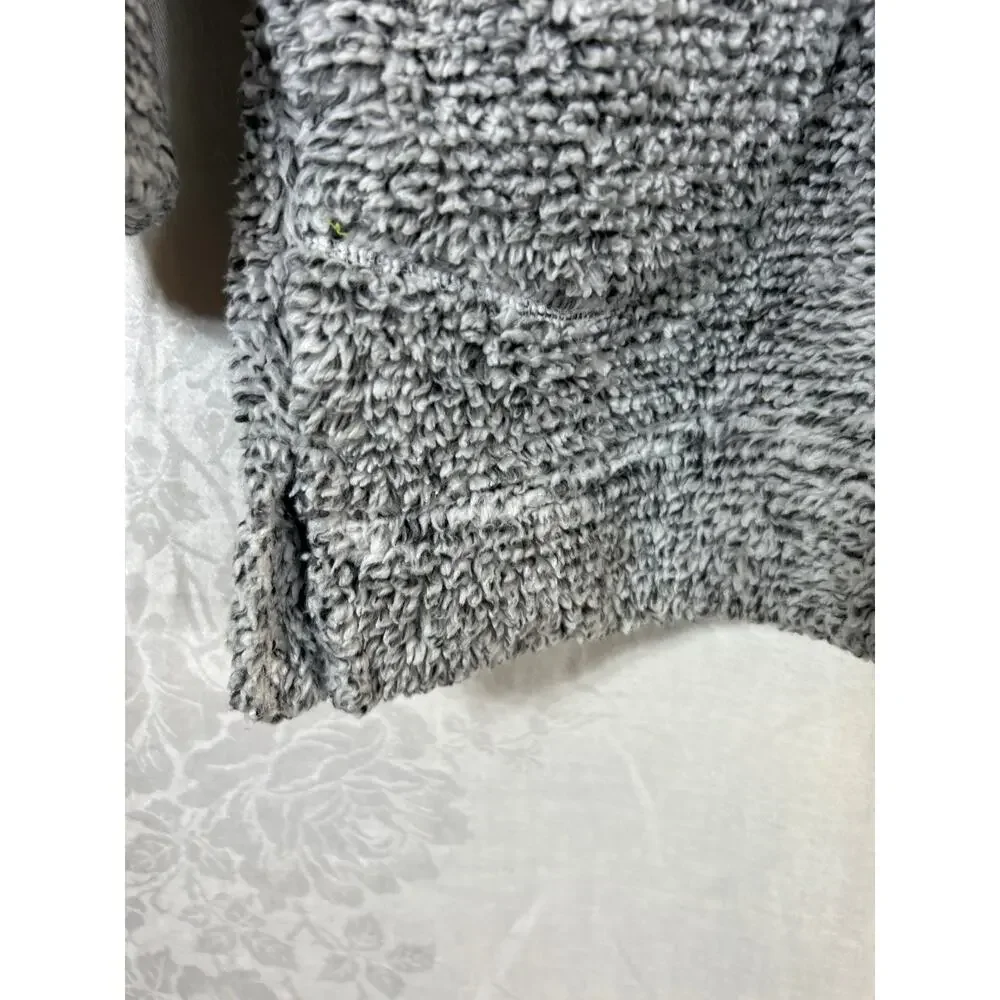Soft Surroundings Sweatshirt Medium Gray Fuzzy Teddy Bear 1/4 Zip Pockets Cozy - Picture 2 of 11